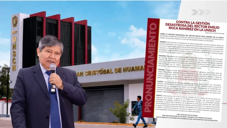 Crisis infraestructural y académica en la Unsch: estudiantes emiten severo pronunciamiento contra la gestión del Rector Emilio Ramírez Roca