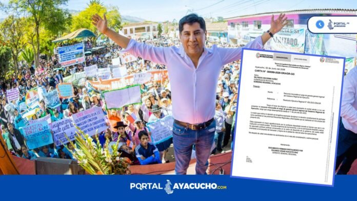 Eduardo Huacoto presentó su carta de renuncia al cargo de gerente general del Gobierno Regional de Ayacucho, con la intensión de participar decididamente en el próximo proceso electoral del 4 de octubre del presente año.