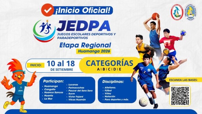 Mediante Oficio Múltiple N.° 000493-2026-GRA/GG-GRDS-DREA-D, la Dirección Regional de Educación de Ayacucho emitió el nuevo cronograma de competencias que iniciará este 10 de setiembre.